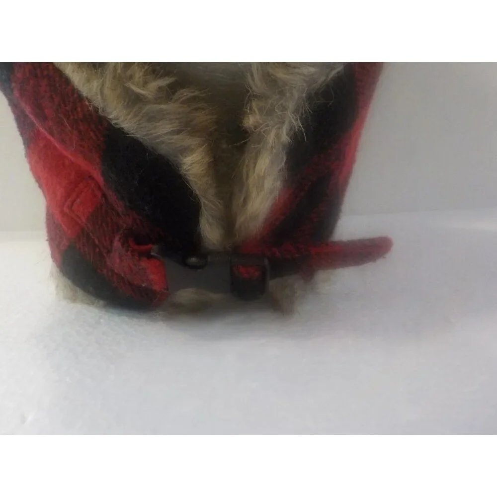 KB Ethos Lumberjack Aviator Trapper Warm Faux Fur Ear Flaps Hat Red/Black Plaid